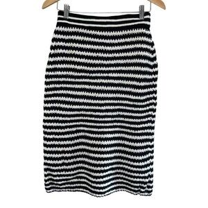 POL Black and White Crochet Pencil Skirt